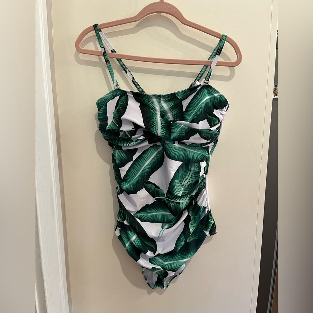 Size Large Hawaiian Leaf Print Swim Suit from Amazon